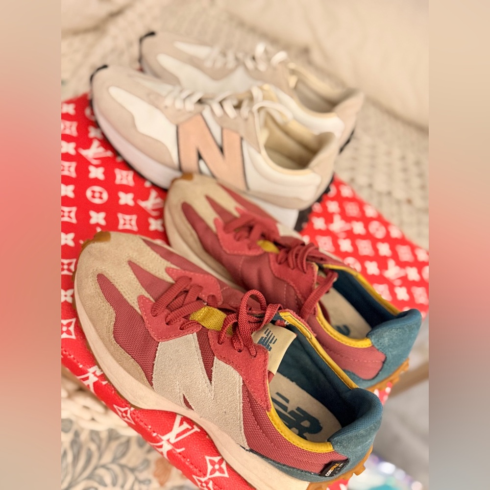 New Balance Kids' Red and Beige Sneakers